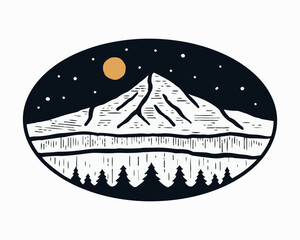 Vintage vector of Mt Hood in Oregon State illustration for t shirt sticker badge design © fiqqiFaqiih