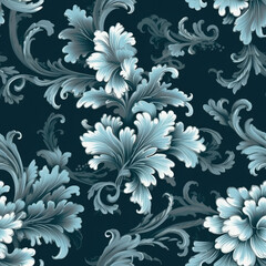 Flower patterns style of rococo decadence, AI Generated