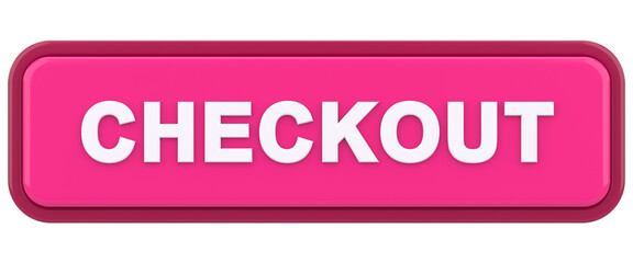 3D checkout button. 3D illustration.