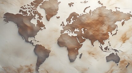 An abstract stone background in lighter tones a world map on an ethereal background