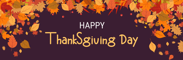 Happy Thanksgiving Day cartoon style vector illustration. Design for banner, flyer, invitation card, coupon, voucher