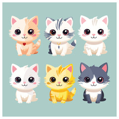set of cute cat vector