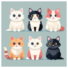 Fototapeta premium set of cute cat vector