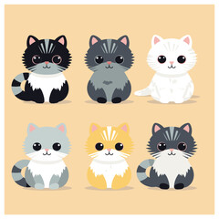 set of cute cat vector