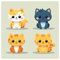 set of cute cat vector