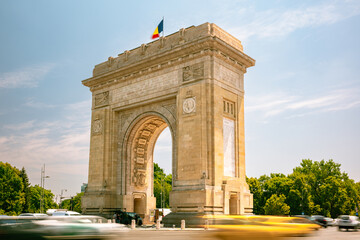 Long exposure at The Triumphal Arch, Bucharest, Romania