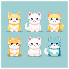 set of cute cat vector