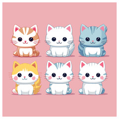 set of cute cat vector