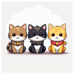 set of cute cat vector