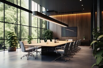 Sleek and modern office conference room. Great for business, interior design, architecture, finance, marketing, presentations and more. 