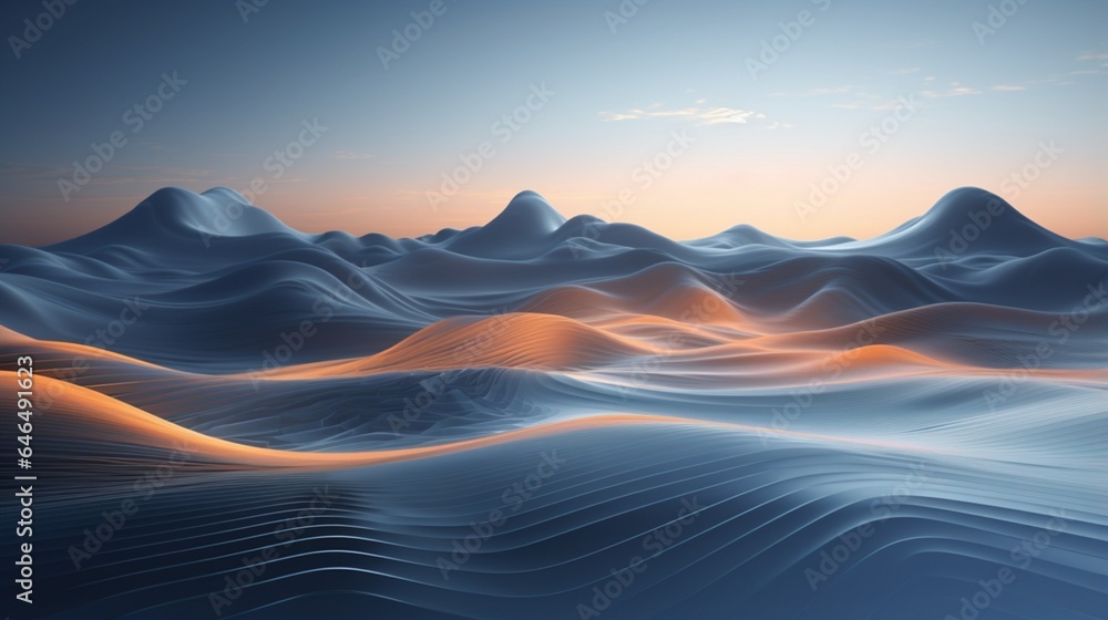 Poster background of an abstract landscape rendered in three dimensions. concept for virtual reality techno