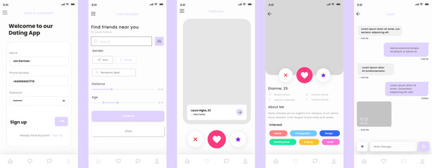 Date, Relations, Social Communication, Chat with friends and Dating Mobile App and Ui Kit Template