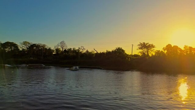 Camping, green, sunset, Waveboard training