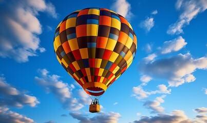 Colorful hot air balloon in the blue sky