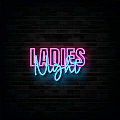 Obraz premium Ladies Night Neon Signs Vector Design Template Neon Style