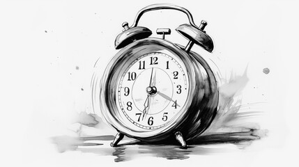 Illustration of silver alarm clock on an empty background 