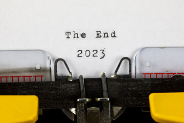 The End 2023 written on an old typewriter	