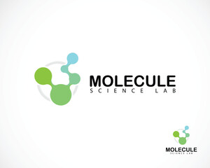 Molecule logo creative science lab biology technology network connect icon design circle digital
