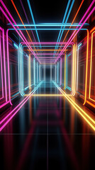 Fototapeta premium Colorful Neon tunnel shape background