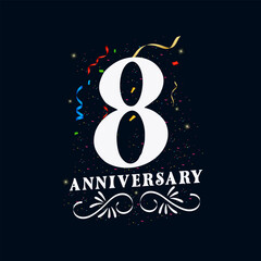 8 Anniversary luxurious Golden color 8 Years Anniversary Celebration Logo Design Template