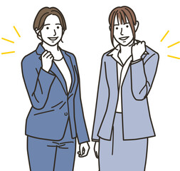 ガッツポーズする女性のビジネスパーソン達
