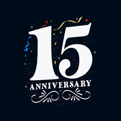 15 Anniversary luxurious Golden color 15 Years Anniversary Celebration Logo Design Template