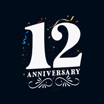 12 Anniversary luxurious Golden color 12 Years Anniversary Celebration Logo Design Template