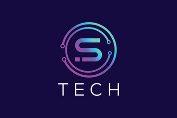 Trendy and Professional Colorful letter i and S Tech logo design vector template