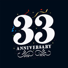 33 Anniversary luxurious Golden color 33 Years Anniversary Celebration Logo Design Template