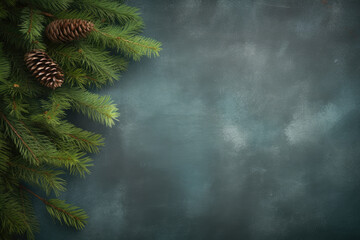 Christmas Pine Branches Background - Generative AI