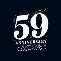 59 Anniversary luxurious Golden color 59 Years Anniversary Celebration Logo Design Template