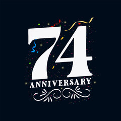 74 Anniversary luxurious Golden color 74 Years Anniversary Celebration Logo Design Template