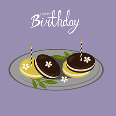 Happy Birthday  Illustration with  Macaroon