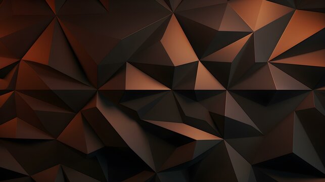 Fototapeta Abstract 3D Background of triangular Shapes in dark brown Colors. Modern Wallpaper of geometric Patterns 
