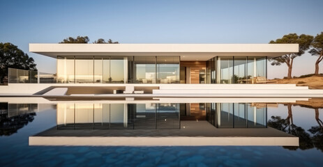 Fototapeta premium Modern Luxury House With Infinity Pool.