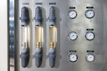  Control panel of water pressure gauge in the factory