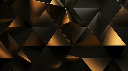 Abstract 3D Background of triangular Shapes in dark golden Colors. Modern Wallpaper of geometric Patterns
