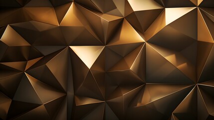 Abstract 3D Background of triangular Shapes in dark golden Colors. Modern Wallpaper of geometric Patterns
