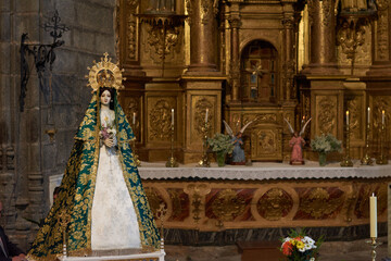 The image of the Virgen de Gracia Carrero, patron saint of Gallegos de Solmirón, in the parish...