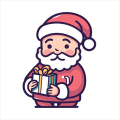 vector gift box with cute animal in christmas