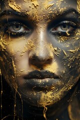 A portrait of a woman with a painted face. AI-generated image