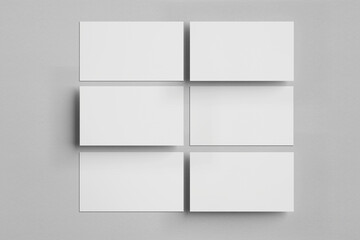 blank business cards on grey background, Corporate stationery set mockup