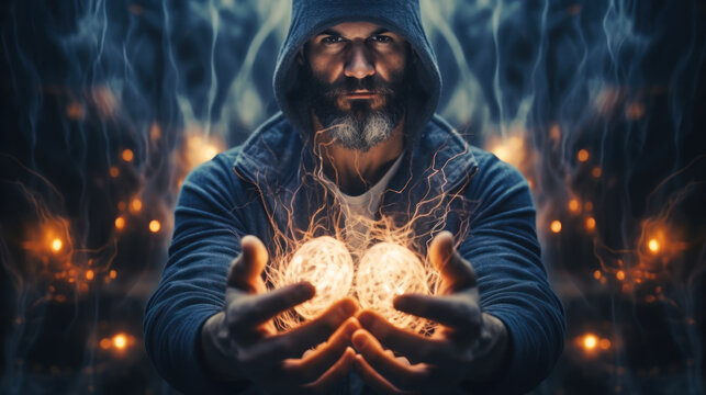 super power in human hands, magical hands generative ai