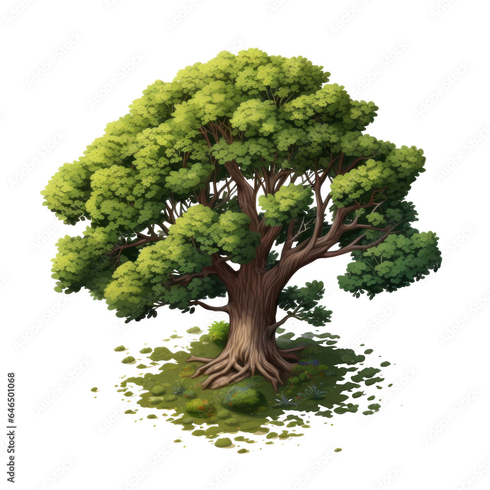 Canvas Prints green oak tree, png file of isolated cutout object on transparent background.
