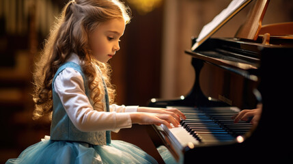 Little girl playing the piano