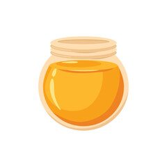 Vector Open Glass Jar with Liquid Natural Honey Inside