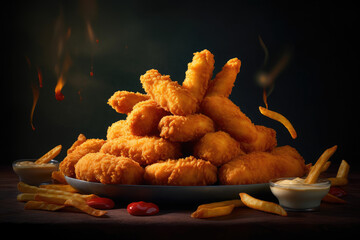 Fried chicken Wings with Kethcup, Generative AI