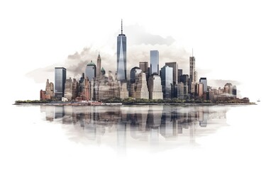 Fototapeta na wymiar Panorama of Lower Manhattan view from the South transept. AI, Generative AI
