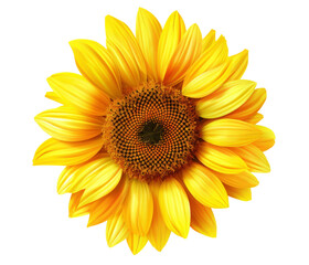 one sunflower, png file of isolated cutout object on transparent background.