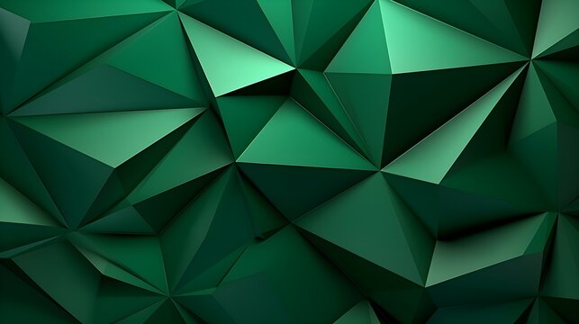 Abstract 3D Background of triangular Shapes in green Colors. Modern Wallpaper of geometric Patterns
